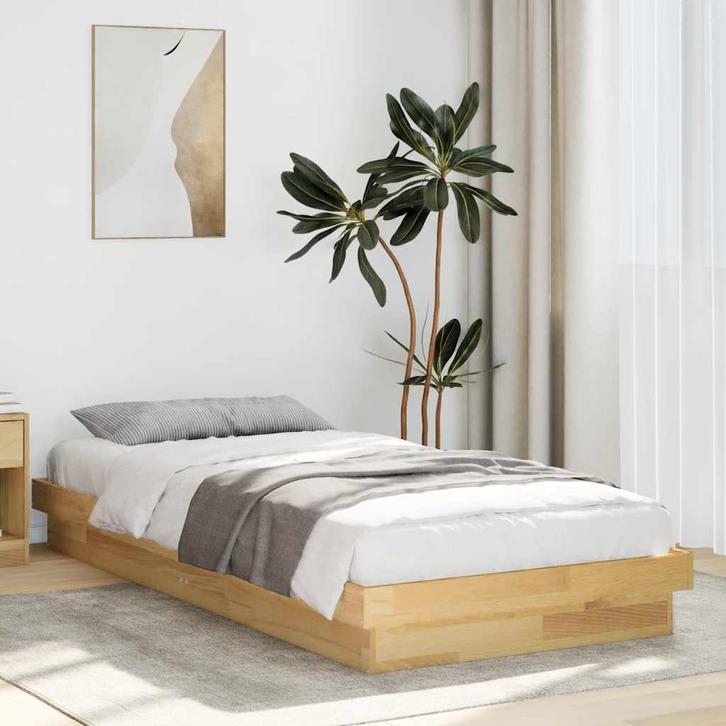 vidaXL Bedframe zonder matras 75x190 cm massief hout eiken, Huis en Inrichting, Slaapkamer | Bedden, Bruin, Nieuw, Hout, Eenpersoons