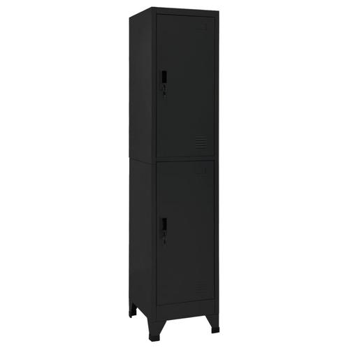 vidaXL Lockerkast 38x45x180 cm staal zwart, Huis en Inrichting, Kasten | Lockerkasten, Nieuw, Verzenden