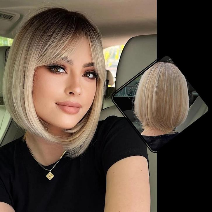 Blonde Pruik - Pruiken Dames Kort Haar - NIEUW -  40 cm, Sieraden, Tassen en Uiterlijk, Uiterlijk | Haarverzorging, Nieuw, Pruik of Haarverlenging