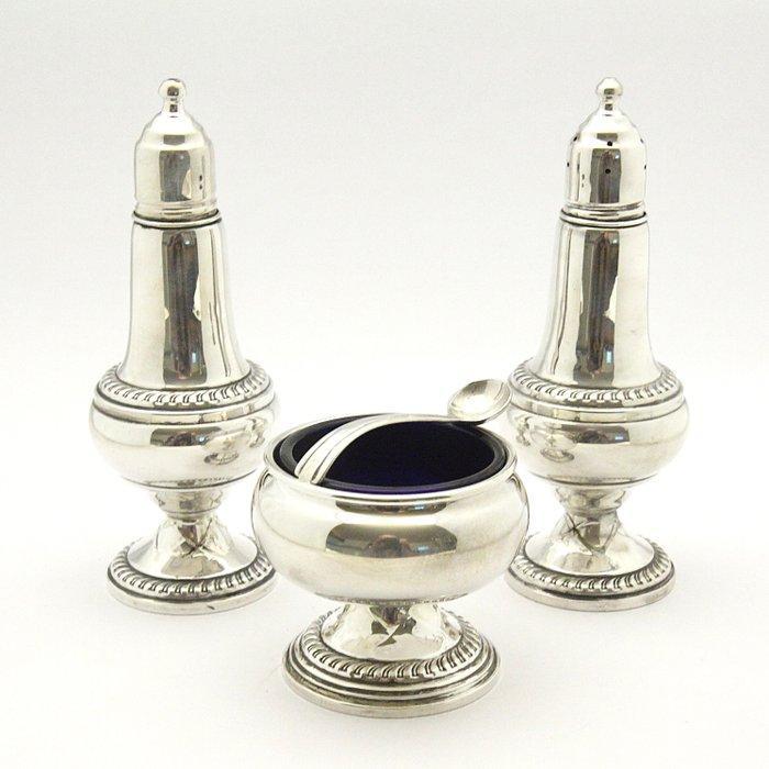 Sterling zilveren kruidenset met mosterdlepel - Reed &, Antiek en Kunst, Antiek | Goud en Zilver