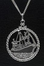 Zilveren Vissersboot - Viskotter in ring ketting hanger -..., Verzenden, Nieuw