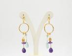 Oorbellen - 18 karaat Geel goud Chalcedoon - Amethist, Sieraden, Tassen en Uiterlijk, Oorbellen, Nieuw
