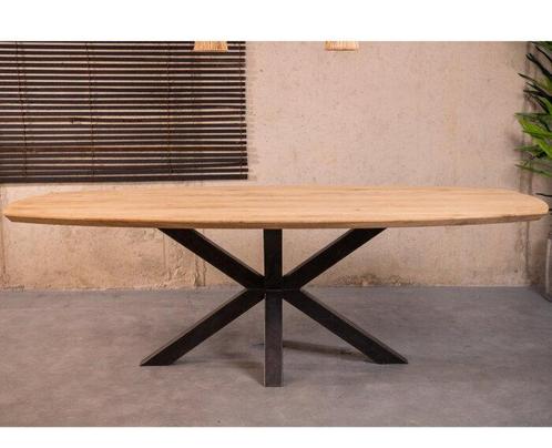 Eiken Eettafel Deens Ovaal met spinpoot - 220x110 cm |, Huis en Inrichting, Tafels | Eettafels, Nieuw, Ophalen of Verzenden
