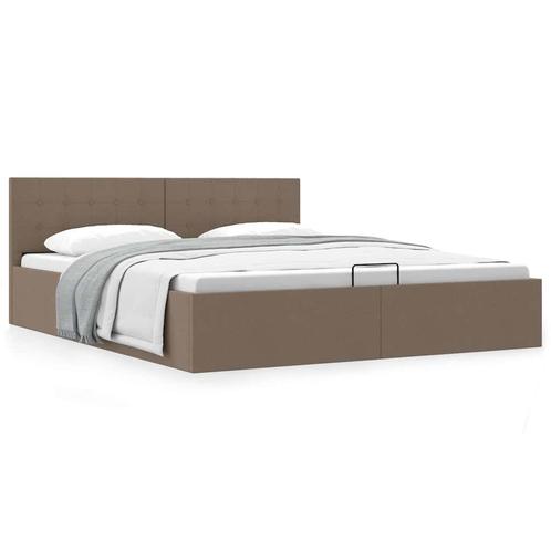 vidaXL Bedframe met hydraulische opslag stof taupe 160x200, Huis en Inrichting, Slaapkamer | Bedden, 160 cm, 200 cm, Tweepersoons