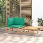 vidaXL 2-delige Loungeset met kussens bamboe groen, Verzenden, Nieuw, Hout, Loungeset