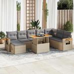 vidaXL 7-delige Loungeset met kussens poly rattan acacia, Verzenden, Nieuw, Loungeset