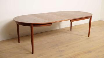 Vintage ronde eettafel | uitschuifbaar | teak beschikbaar voor biedingen