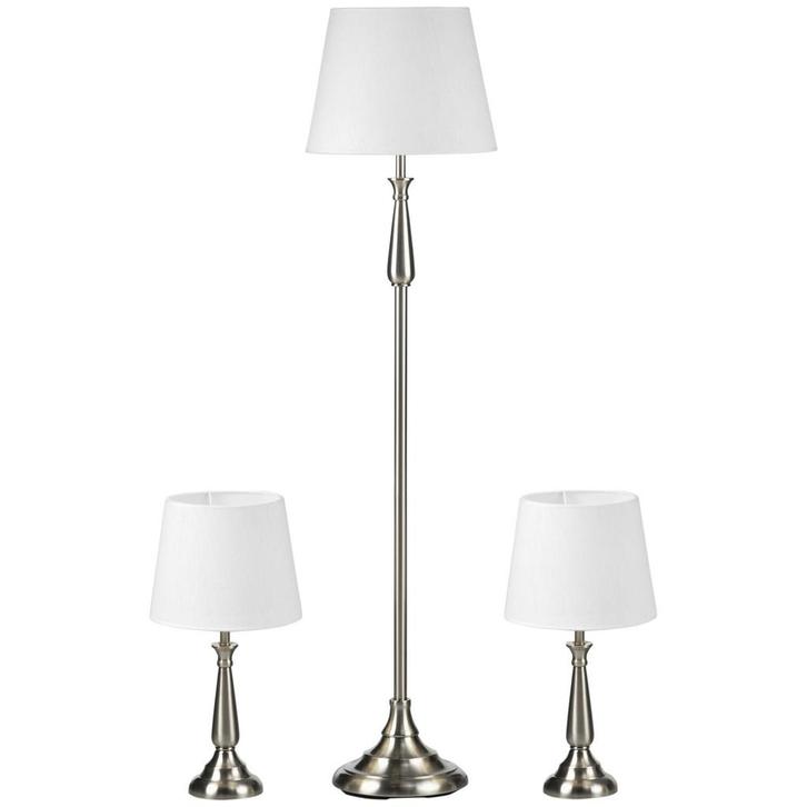 Lampenset - 3-delige serie - Crèmekleurig, Huis en Inrichting, Lampen | Vloerlampen, Nieuw, Stof, Ophalen of Verzenden