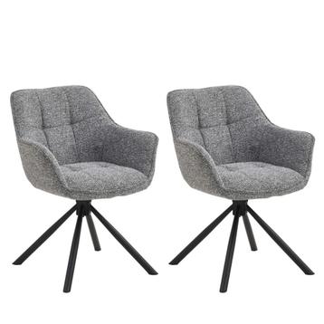 Set van 2 Eetkamerstoelen – Antraciet – Met Armleuning – beschikbaar voor biedingen