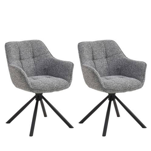 Set van 2 Eetkamerstoelen – Antraciet – Met Armleuning –, Huis en Inrichting, Stoelen, Ophalen of Verzenden