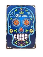 Metalen Wandbord - Corona Skull - Blauw - bier, Huis en Inrichting, Ophalen of Verzenden, Nieuw