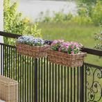 vidaXL Hangende Bloempot Mand 2 pcs Bruin 48 x 22 x 15 cm, Huis en Inrichting, Woonaccessoires | Schalen en Manden, Verzenden