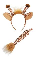 Giraf Haarband Oren Staart Diadeem Set Bruin Dierenprint Oor, Nieuw, Carnaval, Ophalen of Verzenden, Accessoires