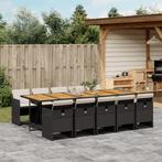 vidaXL 11-delige Tuinset met kussens poly rattan zwart, Meer dan 8 zitplaatsen, Nieuw, Tuinset, Verzenden