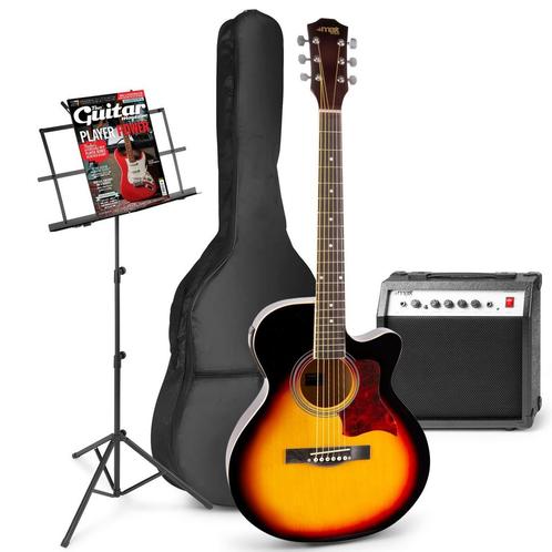 MAX ShowKit elektrisch akoestische gitaarset met muziekstand, Muziek en Instrumenten, Snaarinstrumenten | Gitaren | Elektrisch