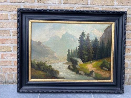 E. Knopp (XIX) - Berglandschap, Antiek en Kunst, Kunst | Schilderijen | Klassiek