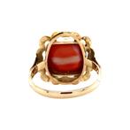 Gouden vintage ring met bloedkoraal 14 krt, Sieraden, Tassen en Uiterlijk, Ringen, Ophalen of Verzenden, Nieuw