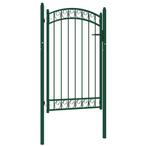 vidaXL Poort met gebogen bovenkant 100x150 cm staal groen, Verzenden, Nieuw