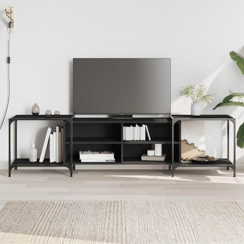vidaXL Tv-meubel 203x37x50 cm bewerkt hout zwart, Huis en Inrichting, Kasten | Televisiemeubels, 25 tot 50 cm, Nieuw, Overige houtsoorten