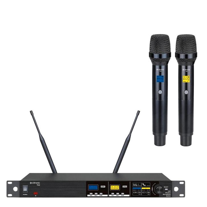 Citronic TU2-H Afstembaar UHF Draadloos Systeem 2x Hand, Muziek en Instrumenten, Microfoons, Overige typen, Nieuw, Verzenden