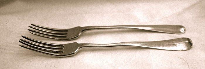 Vork (2) - .934 zilver - 2 antieke diner vorken, Antiek en Kunst, Antiek | Goud en Zilver