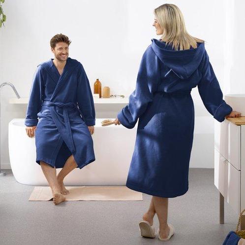 Tweedekans | Moodit Badjas Reese, Marineblauw - L - Unisex -, Huis en Inrichting, Badkamer | Badtextiel en Accessoires, Zo goed als nieuw