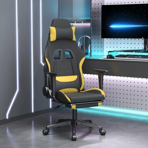vidaXL Gamestoel met voetensteun stof zwart en geel, Huis en Inrichting, Bureaustoelen, Geel, Nieuw, Verzenden