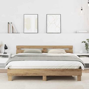 vidaXL Bedframe met hoofdeinde Artisan Eiken 180 x 200 cm beschikbaar voor biedingen