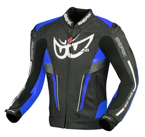 Berik Air-B Zwart Blauw Leren Motorjas, Motoren, Kleding | Motorkleding, Heren, Nieuw met kaartje, Jas | leer, Verzenden