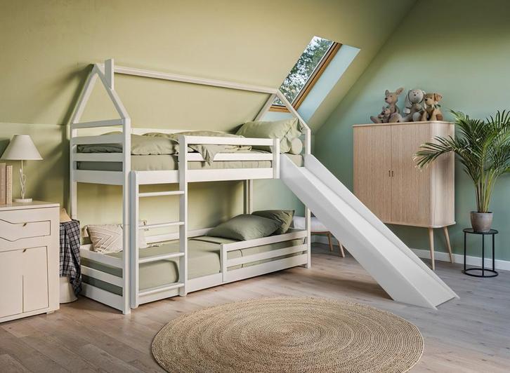 Stapelbed met Glijbaan Pleun 80 x 180, Kinderen en Baby's, Kinderkamer | Stapelbedden en Hoogslapers, Stapelbed, Nieuw, Verzenden