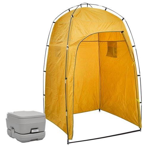 vidaXL Kampeertoilet met tent draagbaar 10 + 10 L, Caravans en Kamperen, Kampeeraccessoires, Nieuw, Verzenden