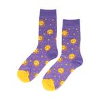 Sokken Katoen - Zonnetjes Print - Paars Geel - Maat 36-43, Kleding | Dames, Sokken en Kousen, Nieuw