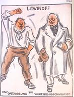 Spotprent over het gedrag van Litwinoff (lijst optie), Antiek en Kunst, Kunst | Litho's en Zeefdrukken, Verzenden
