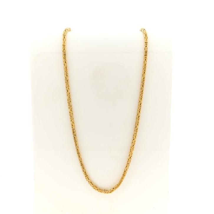 Gouden vierkante koningsschakel ketting | 61 cm, Sieraden, Tassen en Uiterlijk, Kettingen, Overige kleuren, Gebruikt, Goud, Ophalen of Verzenden