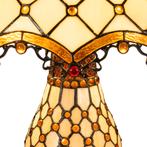 Tiffany tafellamp met verlichte voet – amber & rood, Huis en Inrichting, Verzenden, Nieuw