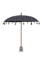 Balinese Parasol houten steel rond 250 cm zwart, Verzenden, Nieuw