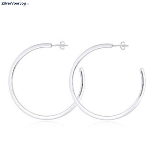 Zilveren grote steek oorringen 50 mm, Sieraden, Tassen en Uiterlijk, Oorbellen, Nieuw, Verzenden