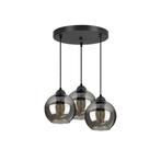 Hanglamp Industrieel 3-Lamps Smoke Bol Zwart Woonkamer, Huis en Inrichting, Lampen | Hanglampen, Nieuw, Metaal