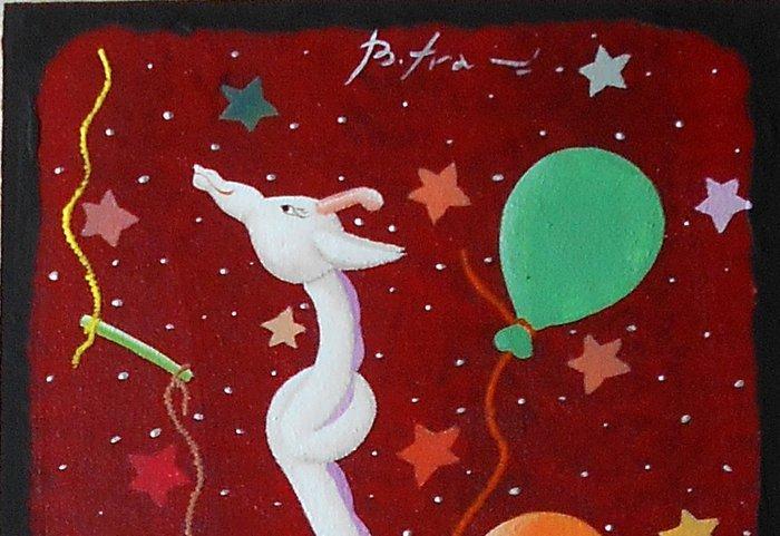 Beppe Francesconi - La giraffa ha il cuore lontano dai, Antiek en Kunst, Kunst | Schilderijen | Modern