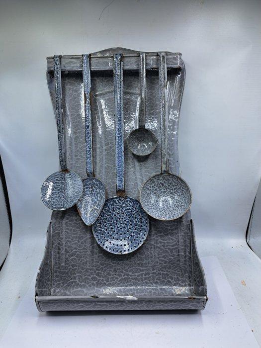 Wandrek (6) - Emaille - Keukenrek-Lepelrek, Antiek en Kunst, Curiosa en Brocante