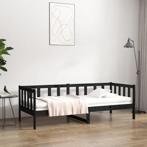 vidaXL Slaapbank 80x200 cm massief grenenhout zwart, Huis en Inrichting, Slaapkamer | Bedden, 80 cm, 200 cm, Zwart, Eenpersoons