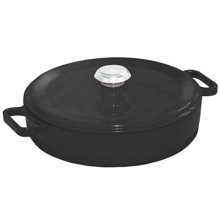 GGM Gastro | Gietijzeren braadpan - Ø 240mm - plat - Zwart |, Huis en Inrichting, Keuken | Potten en Pannen, Verzenden