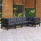 vidaXL 5-delige Loungeset met kussens grenenhout zwart, Verzenden, Nieuw, 5 zitplaatsen, Loungeset