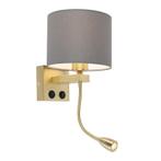 Art deco wandlamp goud met grijze kap - Brescia, Huis en Inrichting, Lampen | Wandlampen, Nieuw, Overige stijlen