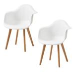 Set van 2 Kunststof Eetkamerstoelen – Armleuningen en Hout, Huis en Inrichting, Stoelen, Verzenden, Nieuw