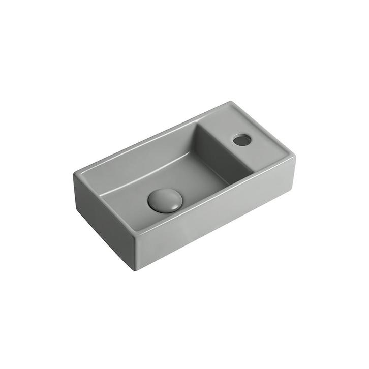 Fontein Ora 41x22x10cm mat grijs inclusief afvoerplug rechts, Doe-het-zelf en Verbouw, Sanitair, Verzenden
