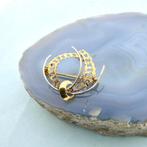 Vintage bicolor fantasie broche (gouden broche, goud), Sieraden, Tassen en Uiterlijk, Broches, Ophalen of Verzenden, Gebruikt