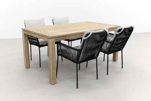 Teresa - Black/Rome Grey 170 cm. stapelbare tuinset -, Tuin en Terras, Tuinsets en Loungesets, Tuinset, Nieuw, Hout, Verzenden