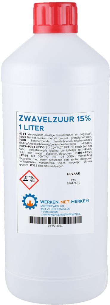 Wmm Chemie Zwavelzuur 15 1 liter, fles, Doe-het-zelf en Verbouw, Overige Doe-het-zelf en Verbouw, Nieuw, Verzenden