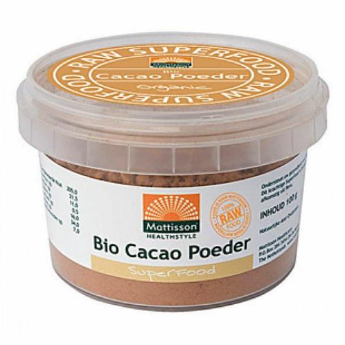 3x Mattisson Biologische Cacao Poeder 100 gr, Diversen, Levensmiddelen, Verzenden